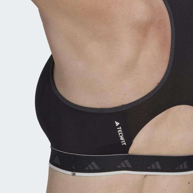 Sujetador Techfit De Sujeción Media PowerReact Hyperglam Negro Adidas