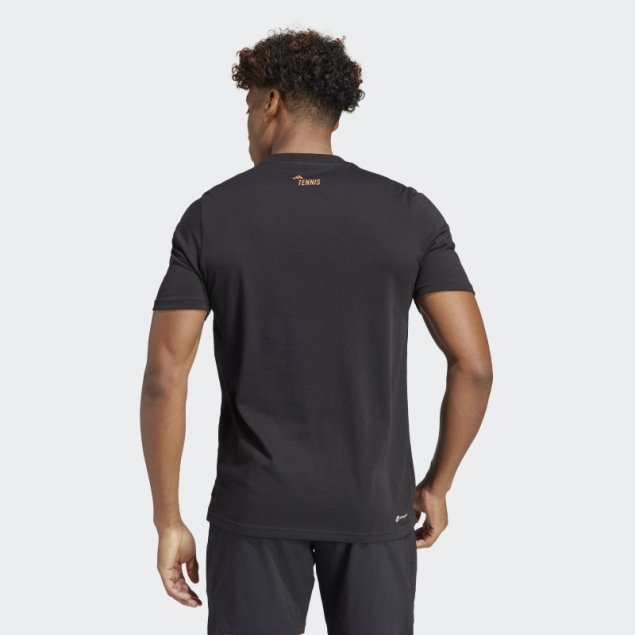 Adidas Aeroready Playera Negra Gráfica Roland Garros Tenis