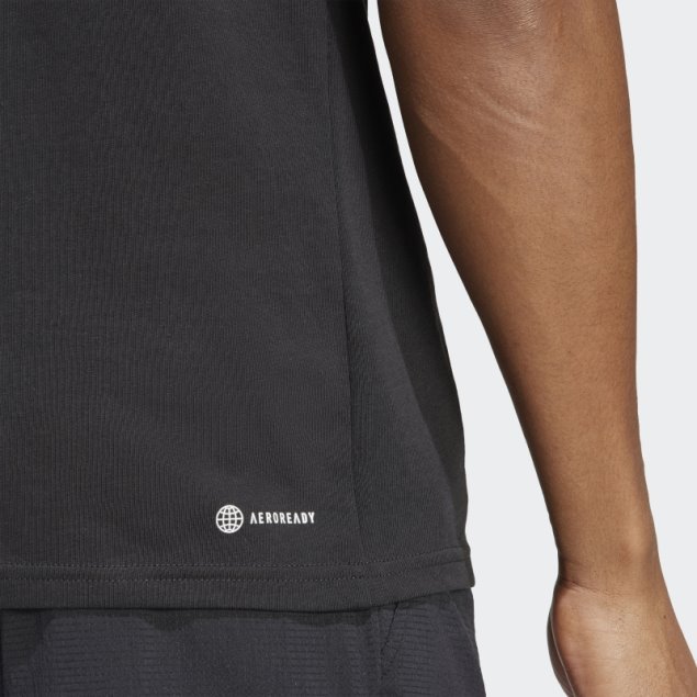 Adidas Aeroready Playera Negra Gráfica Roland Garros Tenis