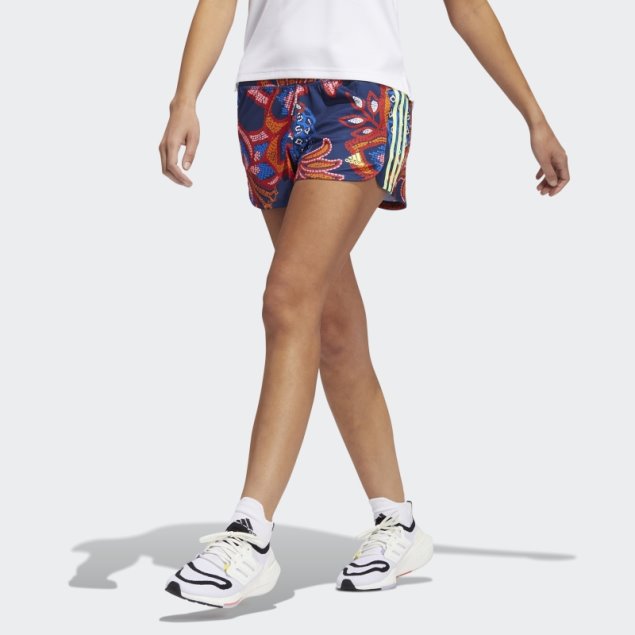 Pantalón Corto Tejido Azul Misterio Farm Rio Pacer 3 Rayas Adidas