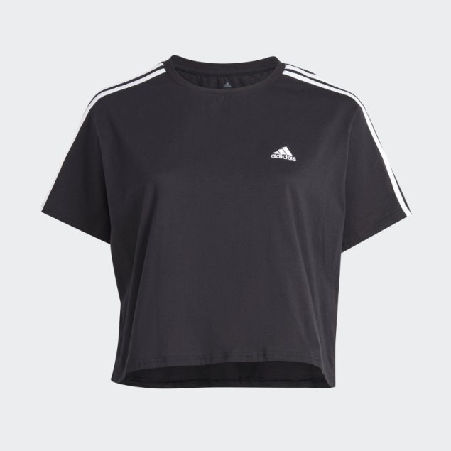 Top Corto De Jersey Sencillo Con 3 Rayas Black Essentials (talla Grande) Adidas