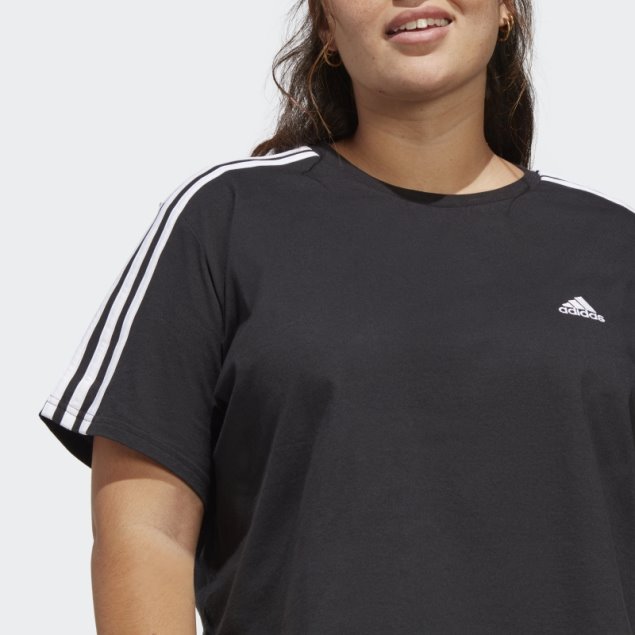 Top Corto De Jersey Sencillo Con 3 Rayas Black Essentials (talla Grande) Adidas