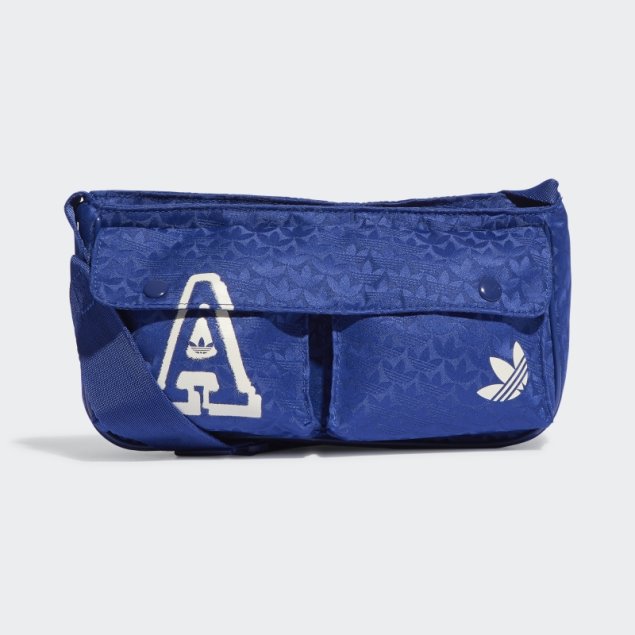 Adidas Trefoil Jacquard Monogram Mini Bolsa De Viajero Victoria Azul
