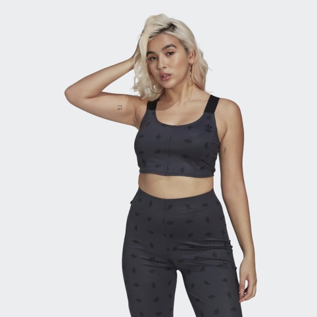 Top De Corsé Con Estampado Integral En Gris Noche De Adidas
