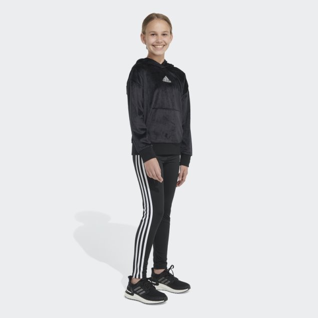 Adidas Sudadera Con Capucha Negra Acogedora De Lana