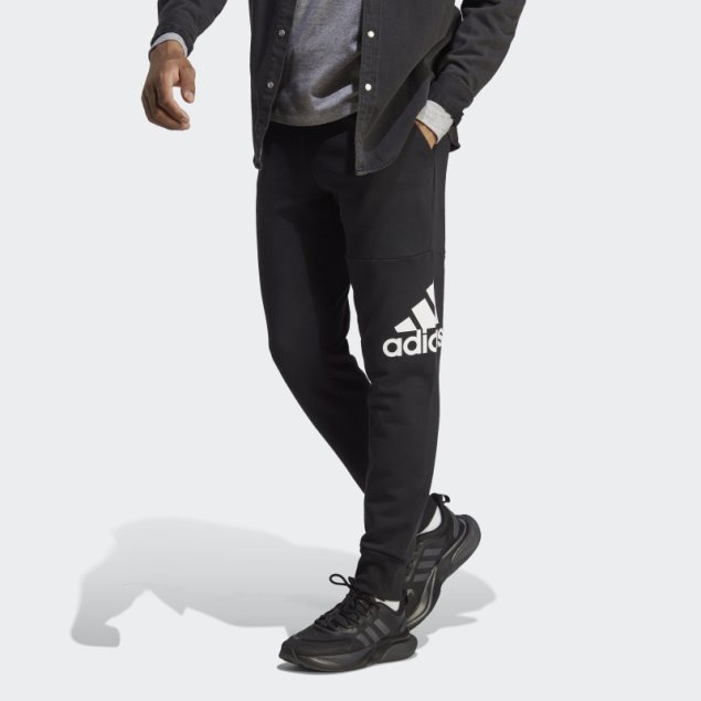 Pantalones Negros Adidas Essentials French Terry Tapered Cuff Con Logo