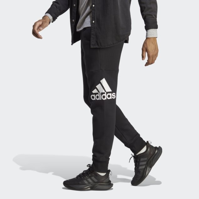 Pantalones Negros Adidas Essentials French Terry Tapered Cuff Con Logo