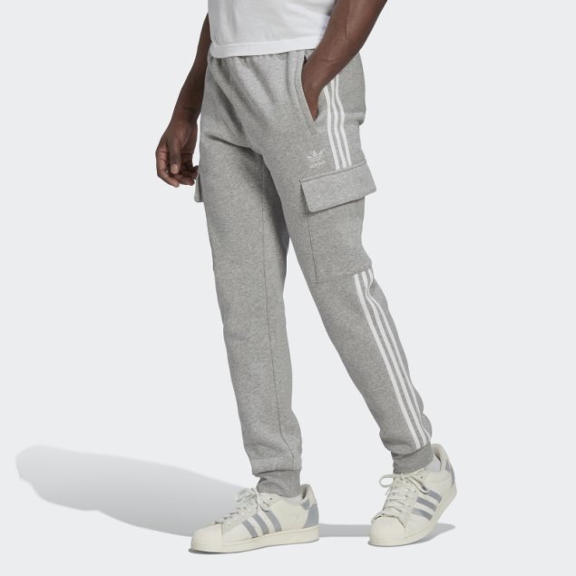 Pantalones Adidas Adicolor 3-stripes Cargo Slim En Gris Medio