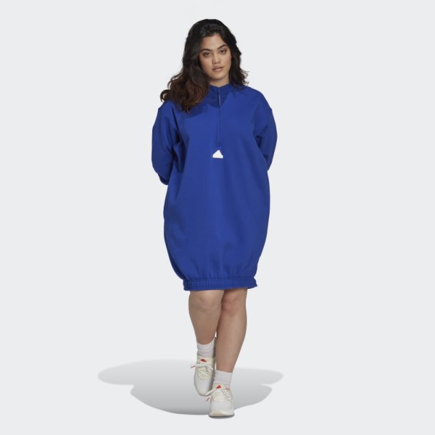 Adidas Suéter Con Media Cremallera Vestido (talla Grande) Azul