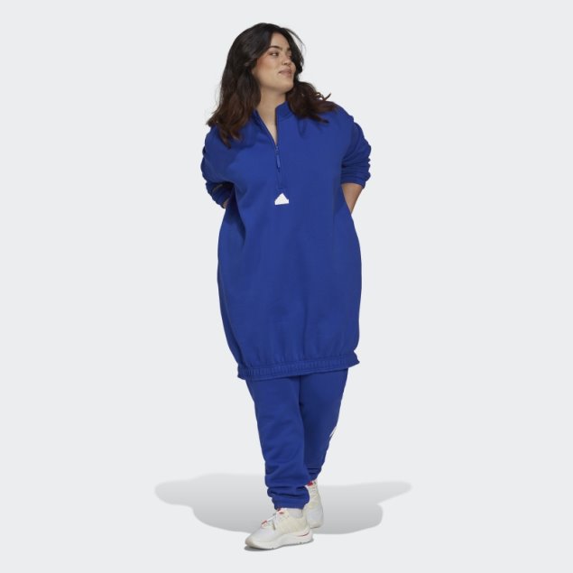 Adidas Suéter Con Media Cremallera Vestido (talla Grande) Azul