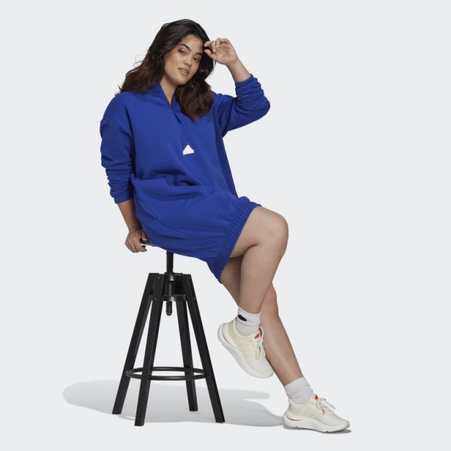 Adidas Suéter Con Media Cremallera Vestido (talla Grande) Azul