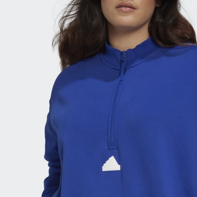 Adidas Suéter Con Media Cremallera Vestido (talla Grande) Azul