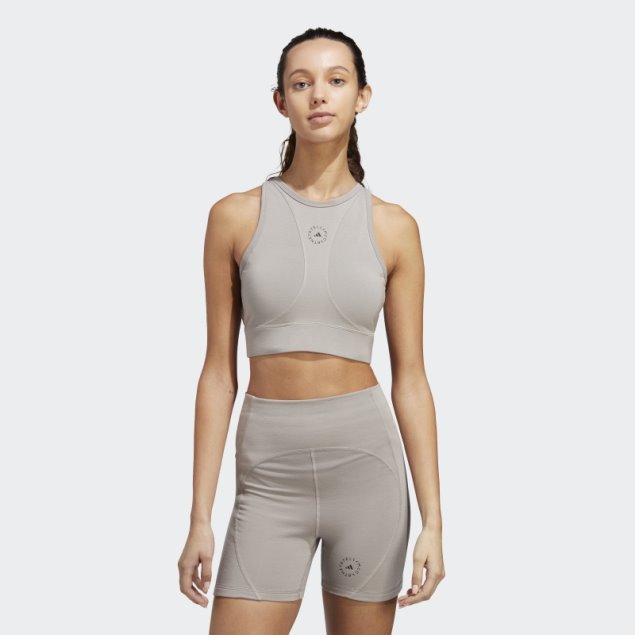 Adidas By Stella Mccartney Truestrength Yoga Crop Top Paloma Gris Caliente