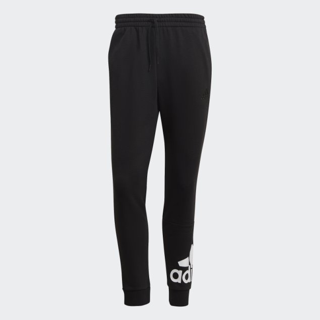 Adidas Pantalones Negros Esenciales De Rizo Francés Con Puños Cónicos Y Logo