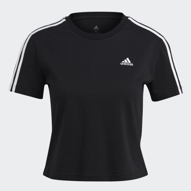 Camiseta Corta Adidas Essentials Loose 3-Stripes Blanco Muy Caliente