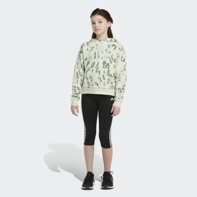 Sudadera Con Capucha De Polar Con Estampado Completo (talla Grande) Verde Adidas