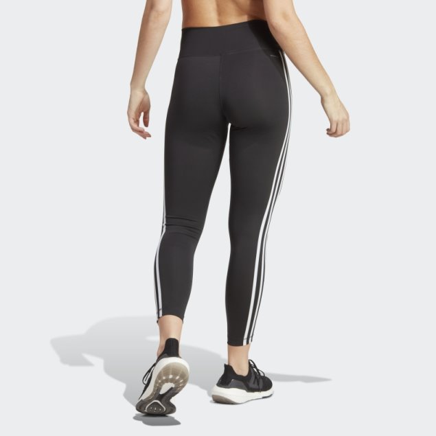 Negro Adidas Train Essentials 3 Rayas Cintura Alta 7/8 Leggings Moda