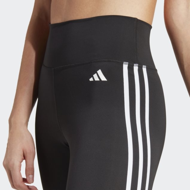 Negro Adidas Train Essentials 3 Rayas Cintura Alta 7/8 Leggings Moda