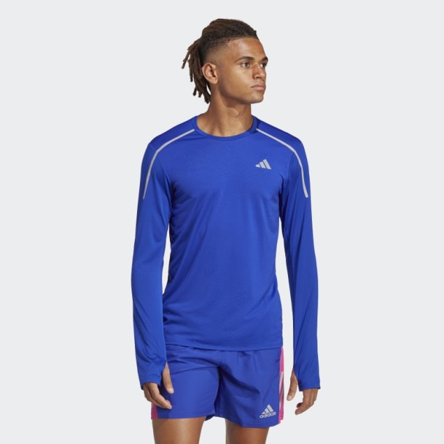 Camiseta De Running Adidas Fast Manga Larga Azul