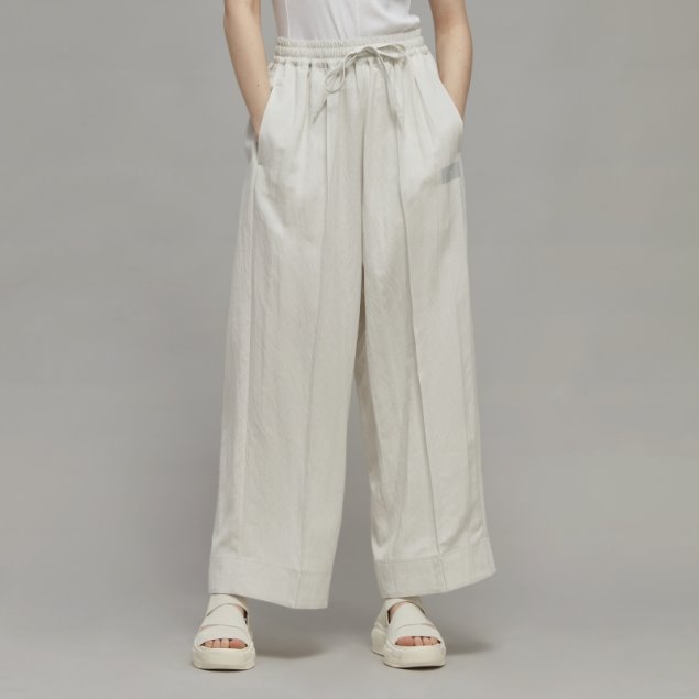 Adidas Y-3 Pantalones Anchos De Sarga Arrugada