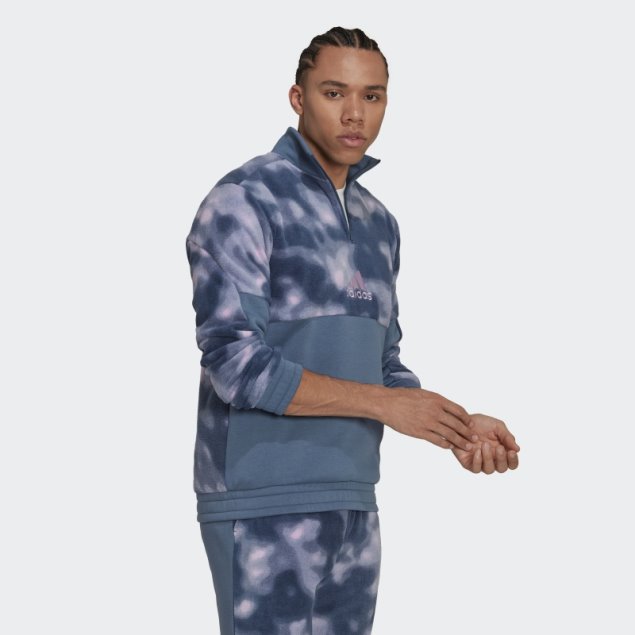 Adidas Polar Fleece Nature Allover Print 1/4-zip Chaqueta Acero