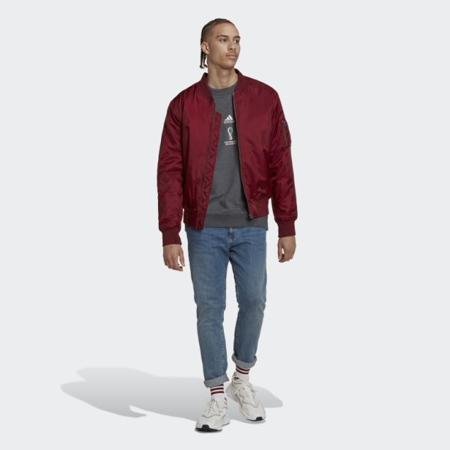 Adidas Sudadera Gris Oscuro Jaspeado Con Emblema Oficial De La Copa Mundial De La Fifa 2022