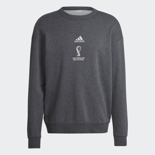 Adidas Sudadera Gris Oscuro Jaspeado Con Emblema Oficial De La Copa Mundial De La Fifa 2022