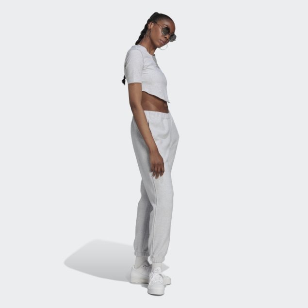 Camiseta Adidas Crop Loungewear Gris Claro Jaspeado