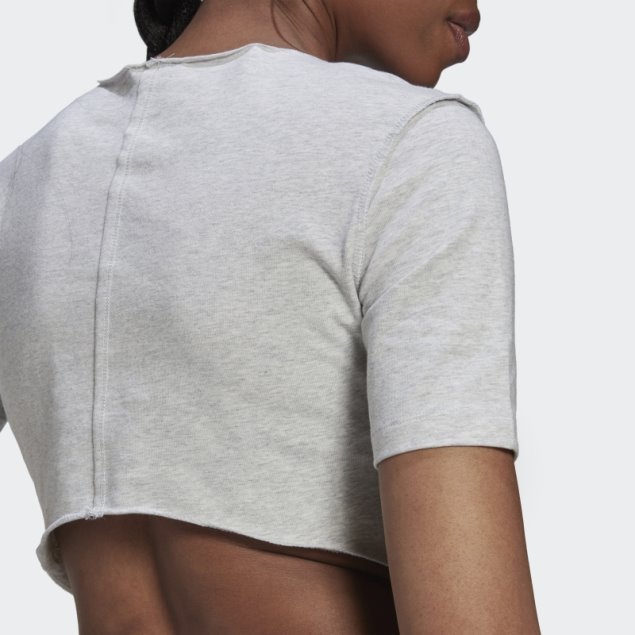 Crop Loungewear Camiseta Adidas Gris Claro Jaspeado Moda