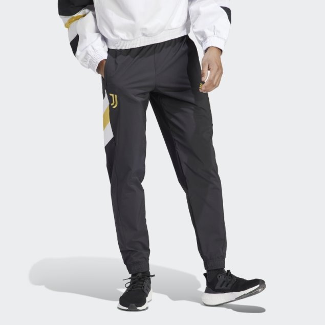 Adidas Pantalones Negros De La Juventus Con íconos Tejidos