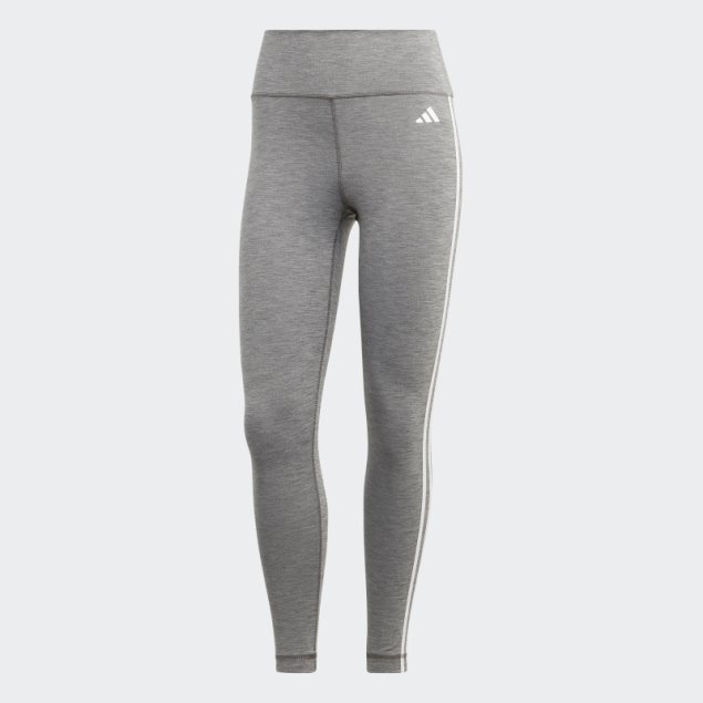 Gris Oscuro Jaspeado Adidas Train Essentials 3 Rayas De Talle Alto 7/8 Leggins