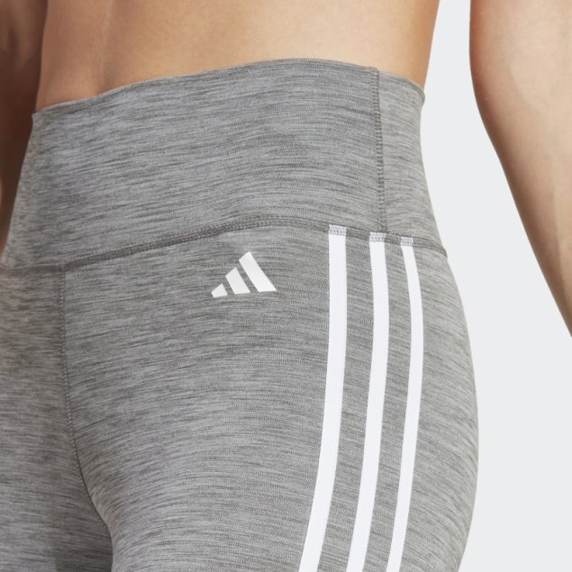 Gris Oscuro Jaspeado Adidas Train Essentials 3 Rayas De Talle Alto 7/8 Leggins
