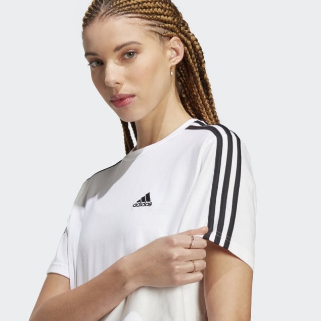 Top Corto Adidas Essentials 3-stripes Single Jersey Negro