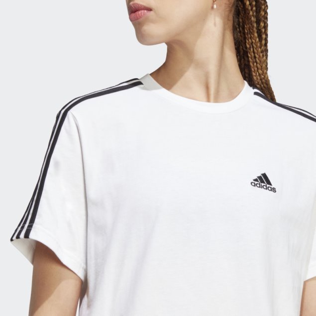 Top Corto Adidas Essentials 3-stripes Single Jersey Negro
