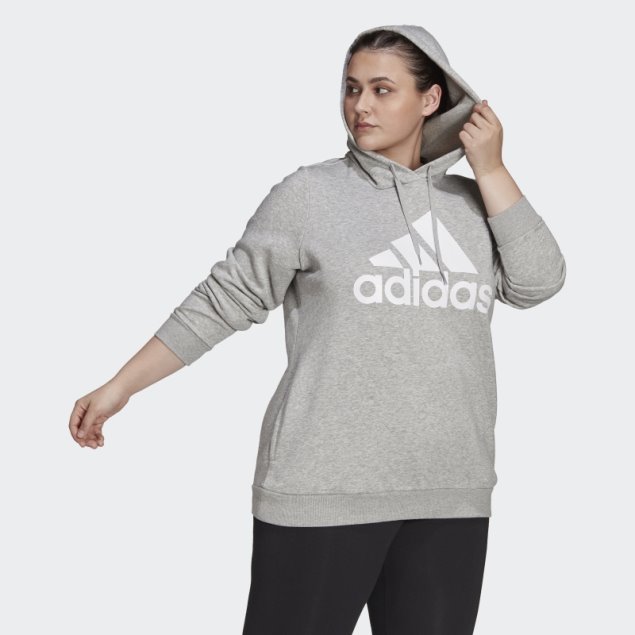 Sudadera Con Capucha De Forro Polar Con Logo Esencial (talla Grande) Adidas Gris Medio