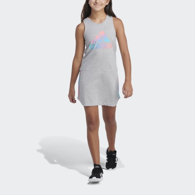 Vestido Sin Mangas Con Dobladillo Redondeado Adidas Gris Medio