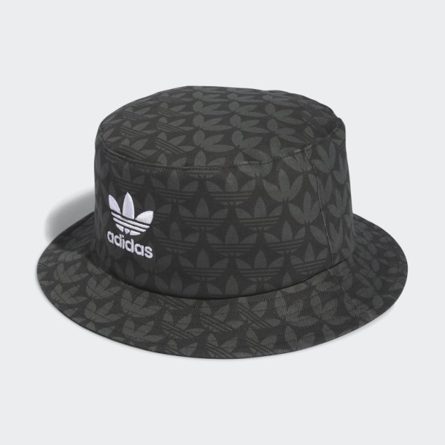 Sombrero De Pescador Negro Con Monograma Del Trébol De Adidas