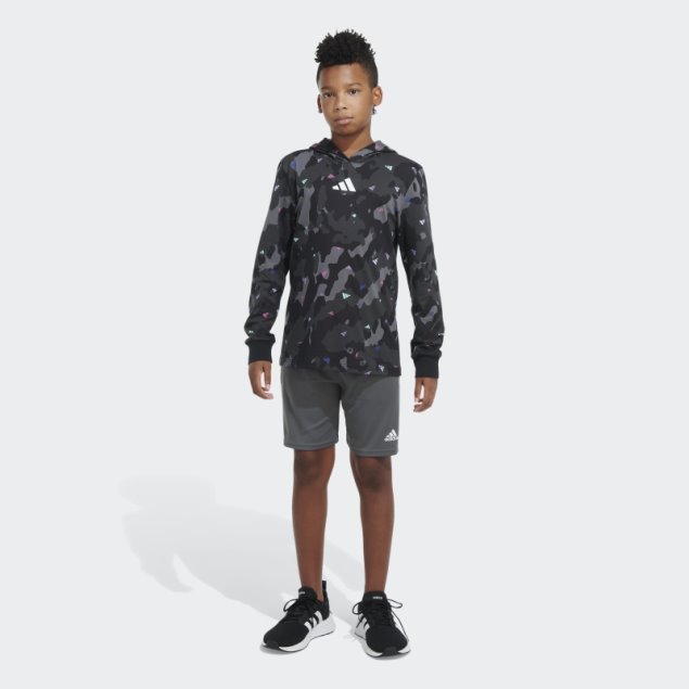 Camiseta Ls Hood Aop Camo Black Adidas