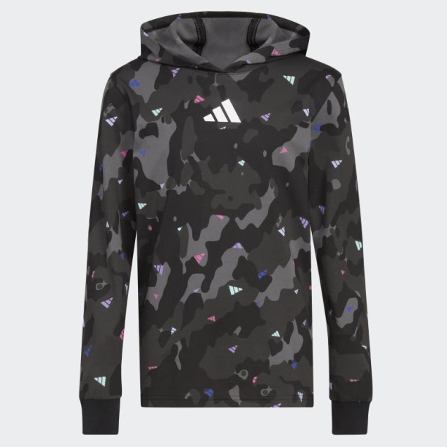 Camiseta Ls Hood Aop Camo Black Adidas