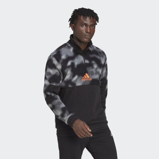 Chamarra Polar Con Estampado Natural Y Cremallera De 1/4 Negro Adidas