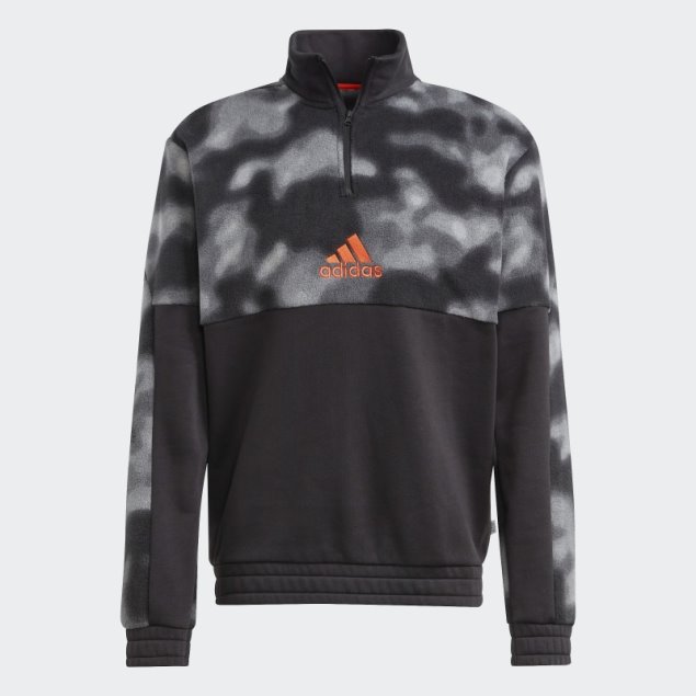 Chamarra Polar Con Estampado Natural Y Cremallera De 1/4 Negro Adidas