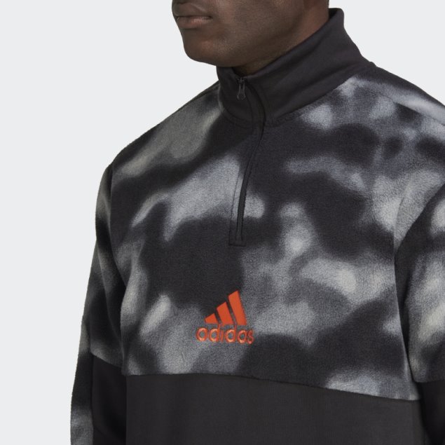 Chamarra Polar Con Estampado Natural Y Cremallera De 1/4 Negro Adidas