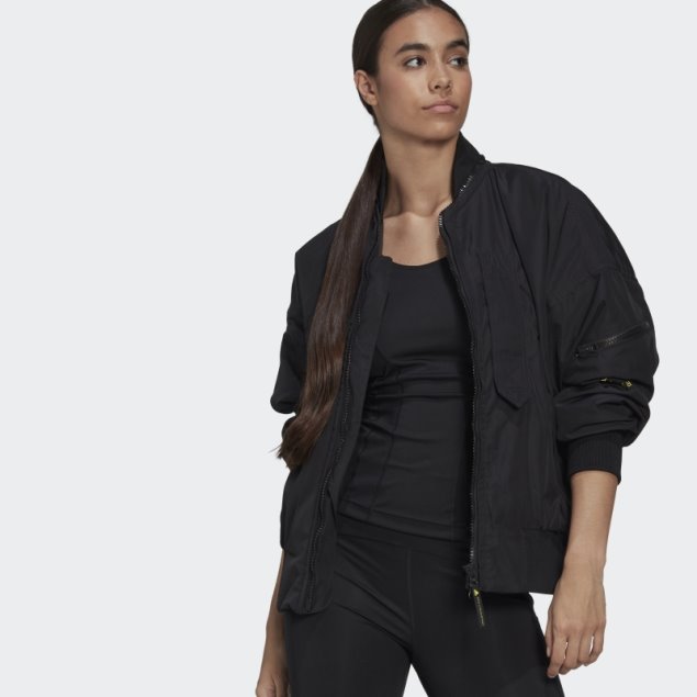 Adidas By Stella Mccartney Chaqueta Bomber Tejida Negra