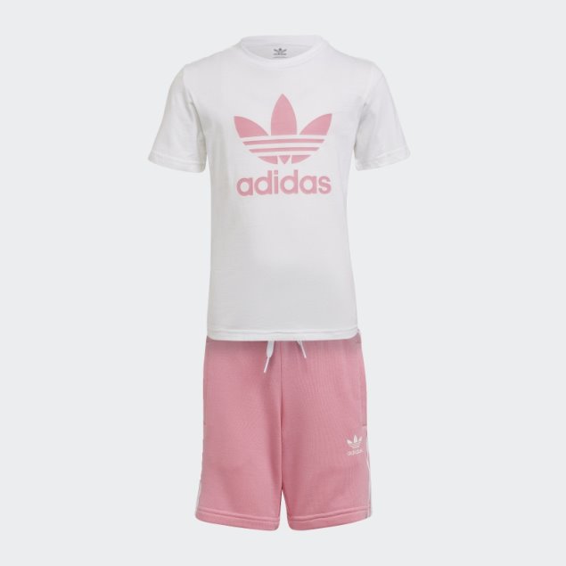 Conjunto Camiseta Y Shorts Adicolor Adidas Blanco