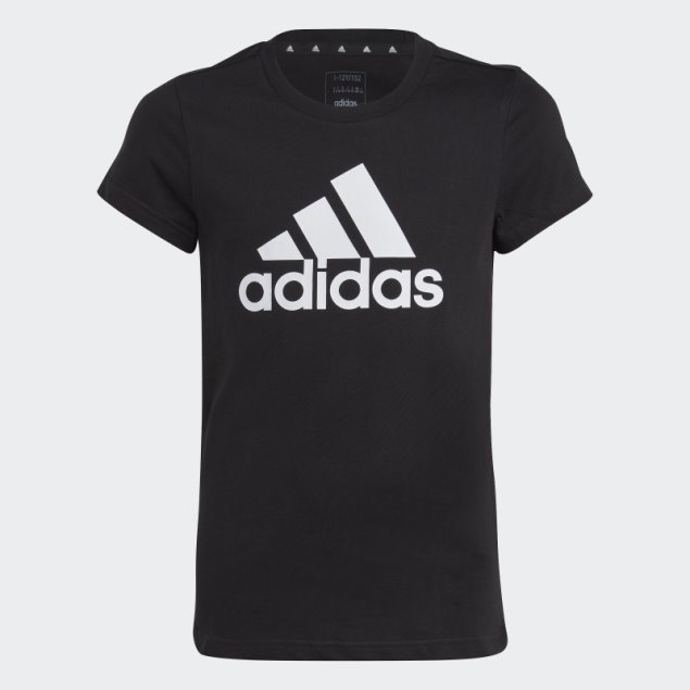 Camiseta Adidas Essentials Negra De Algodón Con Logo Grande