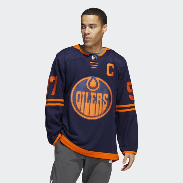 Adidas Azul Marino 09 Ccm-sld Oilers Mcdavid Tercera Camiseta Auténtica