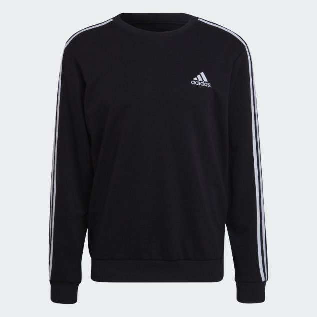 Sudadera Negra Adidas Essentials French Terry Con 3 Rayas