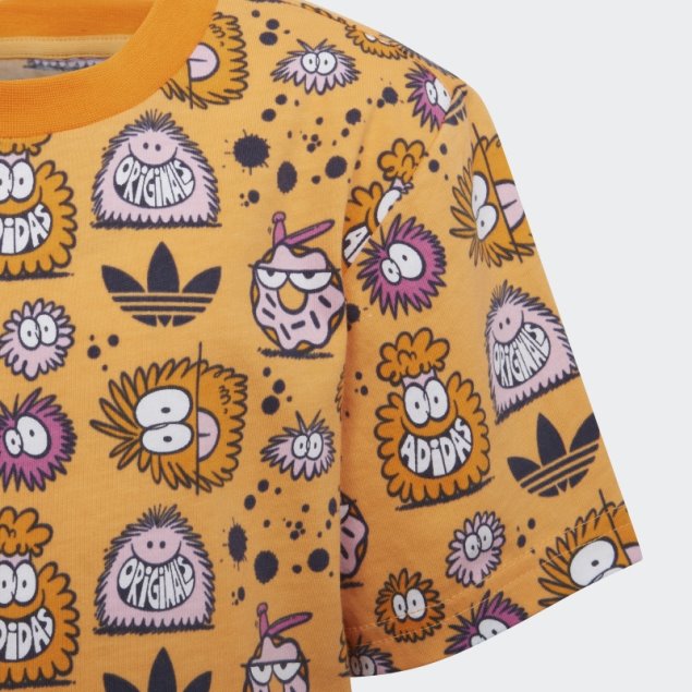 Conjunto De Camiseta Y Pantalones Cortos Adidas X Kevin Lyons En Naranja Nebuloso Moda