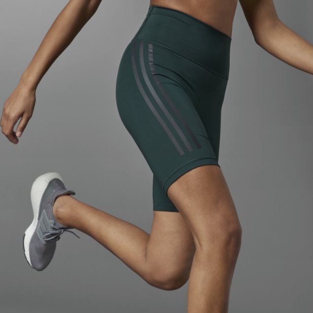 Leggings De Bicicleta Con 3 Rayas De Optime Trainicons Verde Adidas