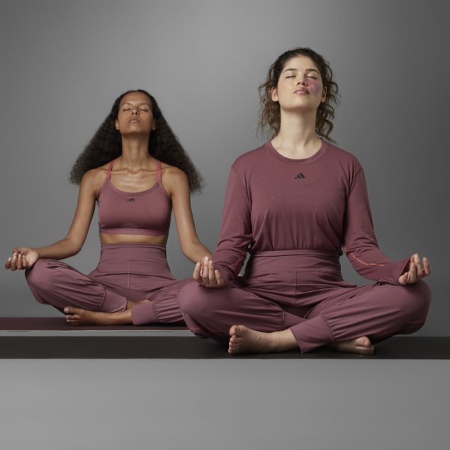 Pantalones De Yoga Adidas Authentic Balance Burdeos